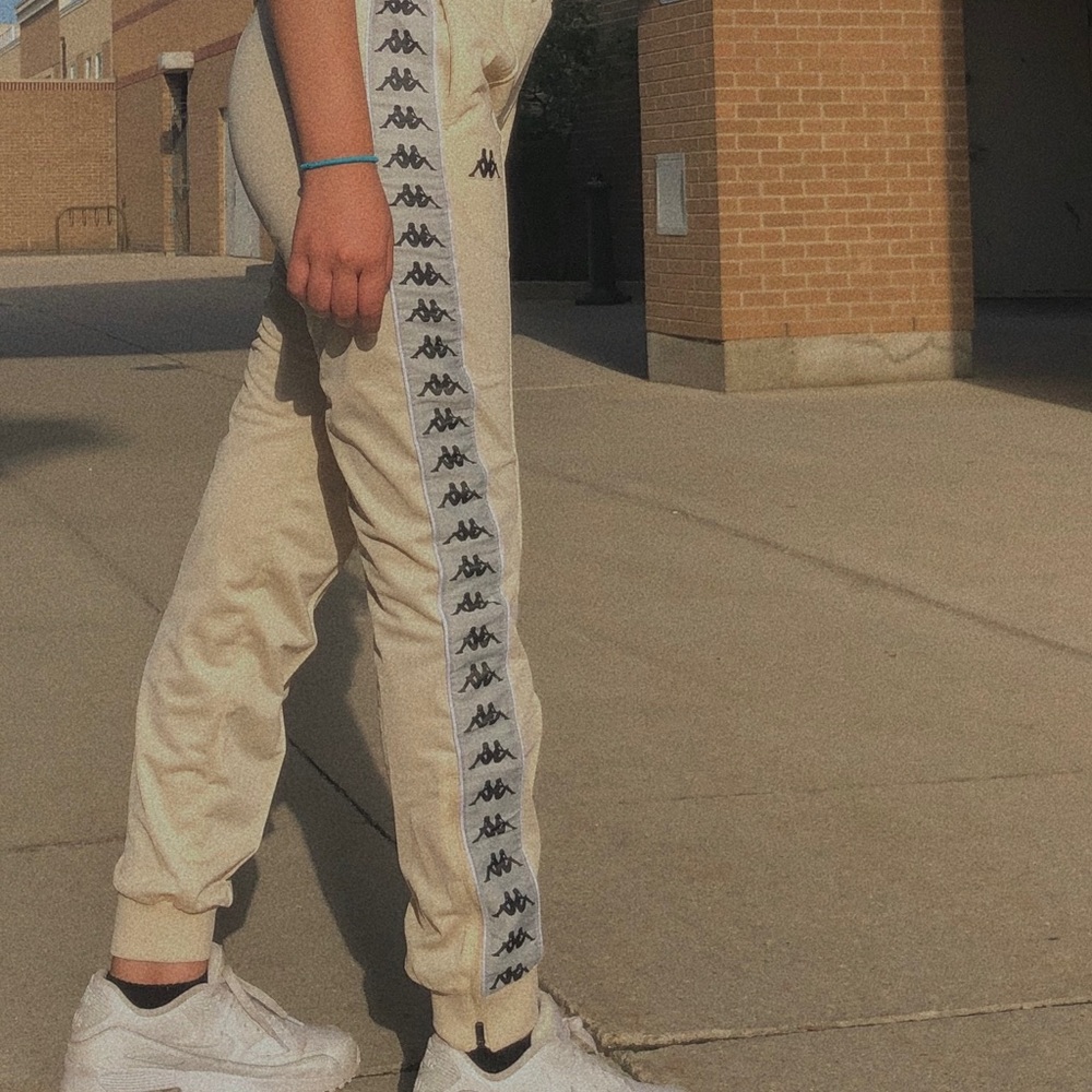 Cream kappa track pants